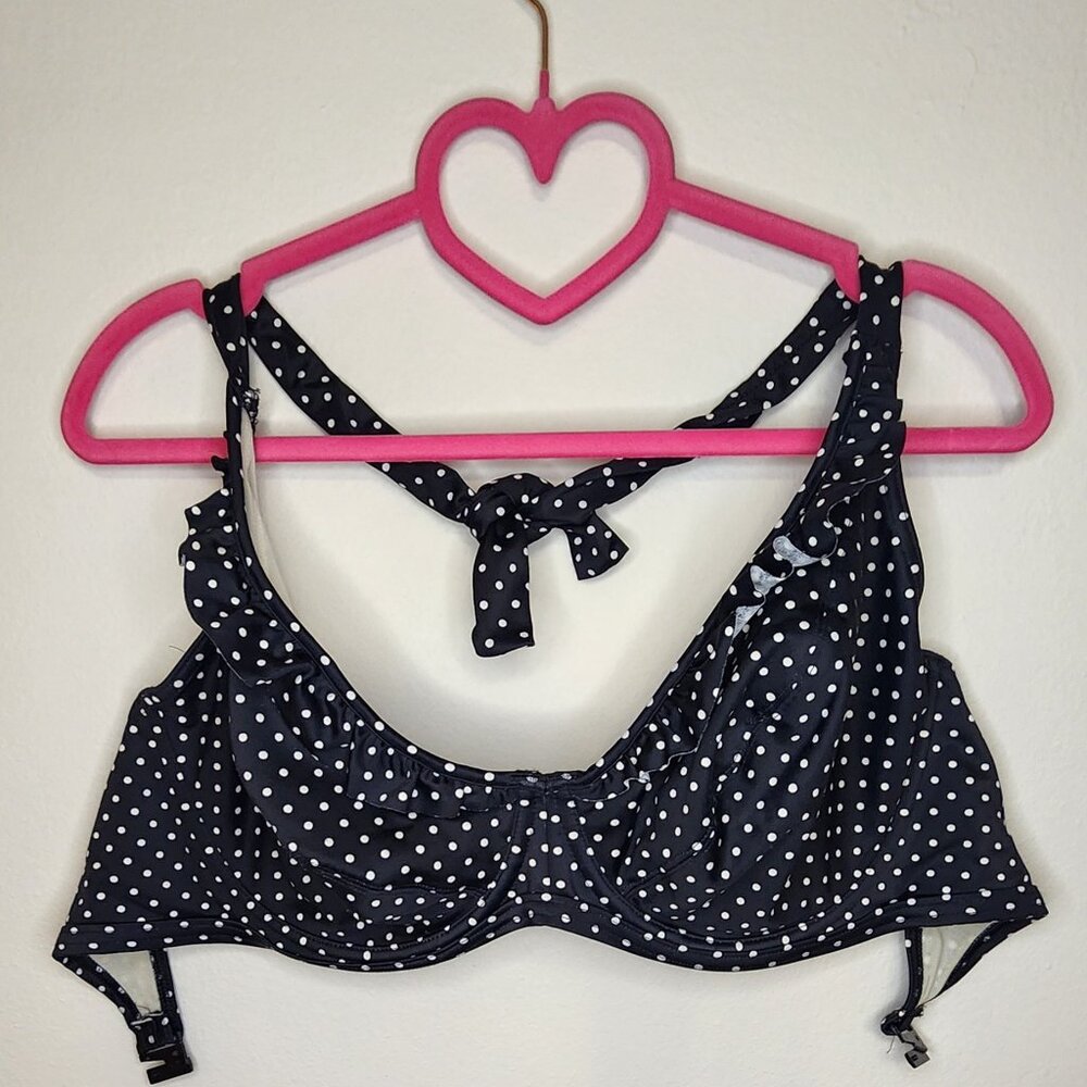 Freya 34G Pier Black Polka Dot Halter Underwire Bikini & Bottom